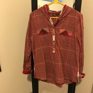 Half button hoodie blouse